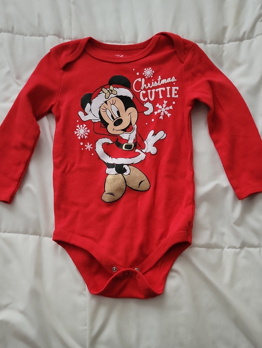 Disney Red Minnie Mouse Christmas One-Piece Bodysuit